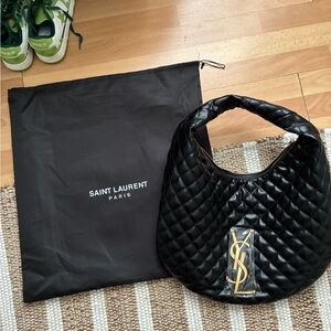 Saint Laurent Black Quilted Hobo Bag